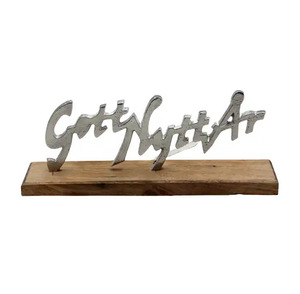 Nueva calidad aluminio GOTT NYTT AR W/Base de madera para decoración del hogar acabado en níquel áspero decoración de Navidad - Product Image 1