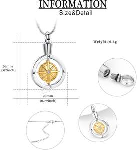 Collar de Acero Inoxidable para Cenizas, Joyería Personalizada para Cremación, Ajustable, Tamaño Personalizado - Product Image 2