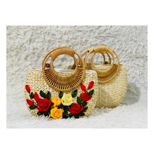 Bolso de paja de jacinto de agua ecológico más vendido, bolso de mano de súper alta calidad para mujer, para vacaciones en la playa, directo a Vietnam - Product Image 4