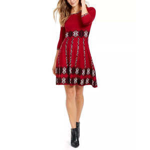 Robe pull décontractée rouge en crochet pour femme Taylor, taille XL, coupe trapèze avec taille naturelle, en nylon lavable, ODM - Product Image 1