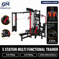 Appareil de musculation multifonctionnel commercial 5 stations : Pec Deck, Extension de jambes, Pile de poids – Équipement de gym pour l'entraînement de force