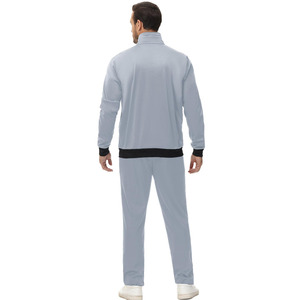 Survêtements souples à fermeture éclair avec poches à fond côtelé noir dernier cri Survêtements à fermeture éclair personnalisés sérigraphiés pour hommes Ensemble deux pièces - Product Image 4