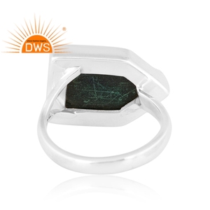 Anillo de plata de ley oxidada a la moda con piedra de malaquita natural, joyería personalizada para mujer, regalo para ella. - Product Image 4