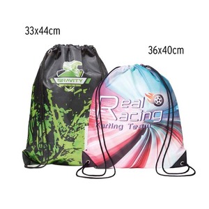 Sac à cordon personnalisé en polyester 210D sublimé, toutes couleurs, sacs de sport promotionnels avec coins en PU, design de logo personnalisé - Product Image 1