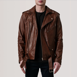 Blouson aviateur en cuir véritable pour homme, design unique, couleur personnalisée, col montant, vintage, uni, teint, enduit, imperméable, style urbain - Product Image 1