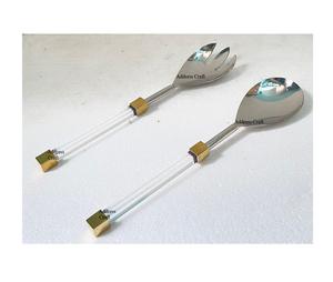 Vendeur d'usine direct ensemble de serveurs à salade en acier inoxydable avec poignée en acrylique outil de cuisine outils de service vaisselle couverts ustensiles - Product Image 2