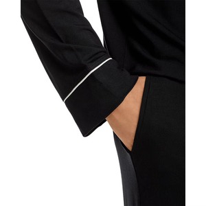 Conjunto de Pijama de Lujo para Hombre, Informal, de Tela Personalizable, Transpirable, Estampado Sólido, Manga Larga, Secado Rápido - Product Image 6