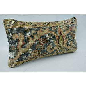 Almohada de lana de retales Kantha Beige de lujo, cojín decorativo de 8x16 pulgadas, estampado bordado esponjoso Vintage para suelo de sofá - Product Image 2