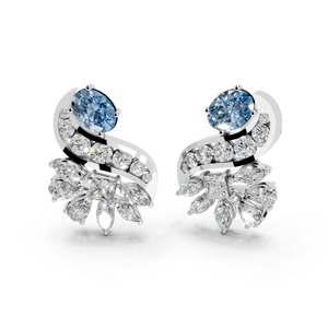 Boucles d'oreilles pour femmes en or jaune platine ou en or blanc et or rose AIER-339 Classic Sparkling Diamond - Product Image 2