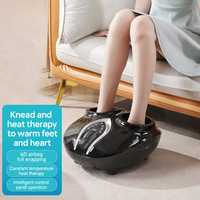 Masseur de pieds intelligent avec technologie d'airbag 6D, enveloppement complet, thérapie thermique à température constante, panneau de commande intelligent, noir
