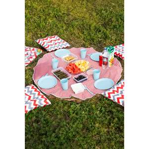 กระเป๋าเก็บความเย็นแบบพกพาสำหรับฤดูร้อน ดีไซน์ใหม่ ขนาดใหญ่ อเนกประสงค์ ทำจากผ้าฝ้าย พร้อมซิป ชุดตะกร้าปิกนิกและผ้าปูโต๊ะ สำหรับชายหาดและแคมป์ปิ้ง - Product Image 4