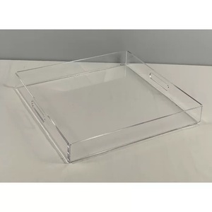 Bandeja de tocador acrílica hecha a mano transparente al mejor precio con asas de metal Bandejas de servicio sostenibles para uso multiusos - Product Image 2
