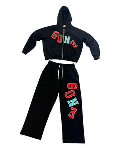 Ensemble sweat-shirt et pantalon de survêtement en molleton français de haute qualité avec logo personnalisé, fermeture éclair et broderie de patch - Product Image 4