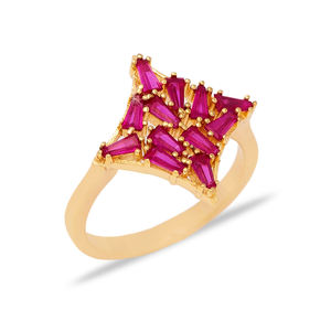 Ruby Baguette piedra forma geométrica anillo turco venta al por mayor hecha a mano joyería de plata 925 - Product Image 3