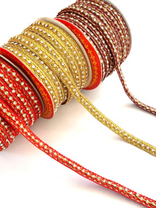 Cordones trenzados multicolores Tela metálica Ajuste de encaje Gimp Flecos Cinta Fronteras nupciales Zapatos de costura Bordado Bolsas de prendas - Product Image 5