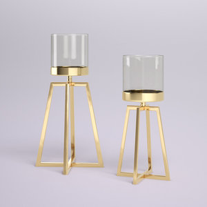 Juego de portavelas de metal decorativo Diseño hecho a mano en dos tamaños para decoración festiva y diaria - Product Image 1