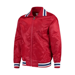 Vente en gros personnalisé Fermeture éclair rouge Premium Nouveau design OEM Vestes coupe-vent d'hiver en plein air en soie satinée de haute qualité pour hommes et femmes - Product Image 1