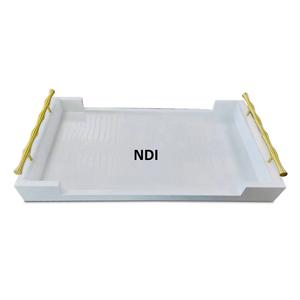 Lot de 2 plateaux de service en métal plateau de service alimentaire café thé plateau de service Design fait à la main vente chaude Style de luxe finition bleue - Product Image 2