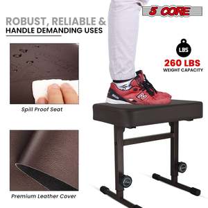 5 Core Keyboard Bench 3 Padded Cushioned Piano <b>Stool</b> <b>Height</b> <b>Adjustable</b> Guitar Seat Folding Portable - Product Image 4