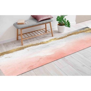 Tapis en chenille marbré rose et or : Décoration de bureau moderne, avec tapis à poils doux - Product Image 4
