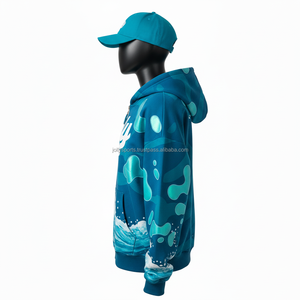 Sudadera con Capucha Premium para Mujer, 300 GSM, Felpa Suave de Poliéster y Algodón, Estampado Azul Océano, Logotipo Personalizado, Impresión Serigráfica, Sudadera con Capucha Básica con Cremallera - Product Image 3