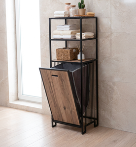 Cesto para la ropa sucia, cesto de lavandería, mueble de almacenamiento para lavandería, cesto de metal para la ropa sucia, estante de almacenamiento para baño, organizador de baño - Product Image 3