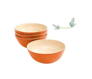 Cheap eco-friendly natural spun bamboo bowls dinnerware bamboo salad bowls tableware products In Vietnam