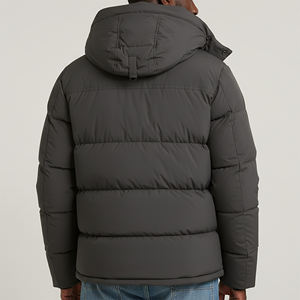 Veste matelassée à capuche avec fermeture éclair, couleur unie, tendance, OEM/ODM, logo imprimé personnalisé, veste à bulles légère surdimensionnée - Product Image 5