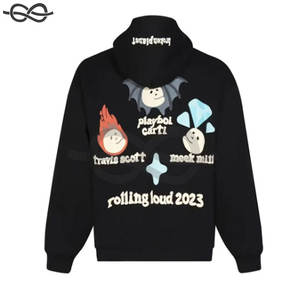 Top qualité 100% coton vêtements pour hommes sweats à capuche Denim Streetwear survêtements bouffée impression larmes à capuche pour hommes - Product Image 2