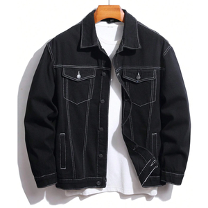 Wholesale Custom Men's High Quality Winter <b>Denim</b> <b>Jackets</b> 100% Cotton Waterproof Windproof Fashion Design <b>with</b> Logo Canvas Fabric - Product Image 1
