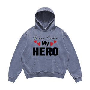 Customized XL Size Men's Acid Wash Hoodies Pullover Oversize Acid Wash Sweat Suits With <b>Screen</b> Print Logo Design - Product Image 4