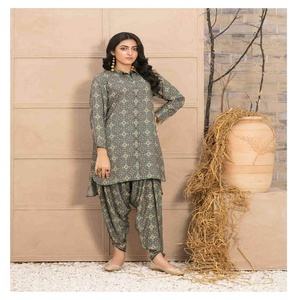 Top Branded Pakistani 100% <b>Linen</b> Girls Suits Original Digital Print Tawakkal Design Woven Lace Button 2-Piece <b>Set</b> Natural Color - Product Image 3