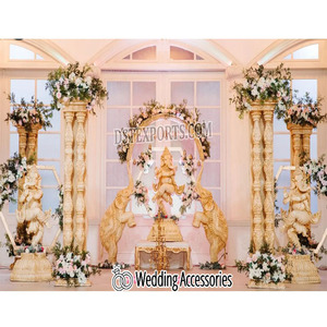 Décoration de scène de mariage à thème rustique Statue de Ganesha indienne pour décorations de mariage de scène Marwari - Product Image 1