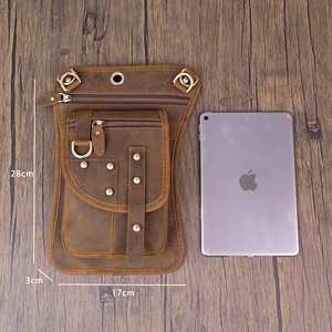 ALW alta calidad cuero genuino motocicleta riñonera muslo caída pierna bolsa para hombres mujeres - Product Image 2