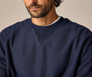 Jersey de lana de algodón pesado hecho a medida, sudadera de alta calidad con logotipo bordado personalizado, sudadera básica de talla grande para hombre - Product Image 4