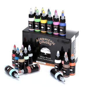 Peintures acryliques à base d'eau SAGUDIO pour aérographe, pistolet à air comprimé, transparent, lot de 24 couleurs - Product Image 6