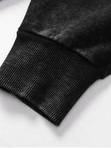 Streetwear personnalisé en éponge française poids lourd Boxy recadrée lavage à l'acide appliques en détresse patch brodé à capuche hommes - Product Image 2