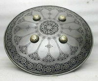 Bouclier rond en argent persan médiéval, fait main, poli, style vintage, décoration d'intérieur, 22 pouces, par Calvin Handicraft