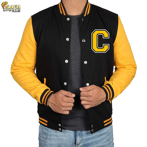 Custom Design Long Sleeve Baseball Varsity <b>Jacket</b> Thin Plain Dyed Horn Button Closure Hooded Stand New Condition Factory Price - Product Image 3