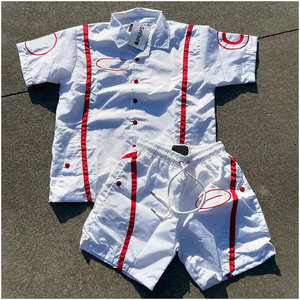 Fabricación OEM de manga larga de verano de nailon 100% poliéster de dos piezas chaqueta y jogging deportes cortavientos pantalones cortos conjuntos para hombres - Product Image 3