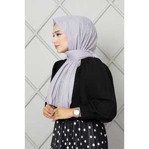 Accessoire vestimentaire musulman traditionnel, hijab en mousseline grise - Product Image 2