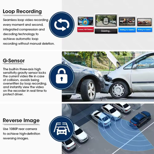 Carlover 9.66 inch xe gương máy ảnh 1080P không thấm nước máy ảnh Dash Cam 2 kênh Car DVR phía trước và phía sau Dashcam cho xe ô tô - Product Image 4