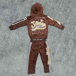 Conjunto de Sudadera con Capucha y Pantalones Deportivos Acampanados con Lavado Ácido Personalizado para Hombre, Ropa Deportiva Vintage, Sudadera con Capucha y Cremallera de Gran Peso - Product Image 4