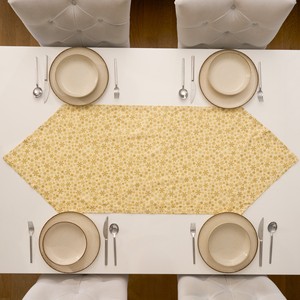 Camino de mesa de lino y algodón amarillo Patrón de estampado de nieve Tejido de ganchillo Estilo de lujo 40x140 Esquinas triangulares para el hogar Hotel Boda - Product Image 2