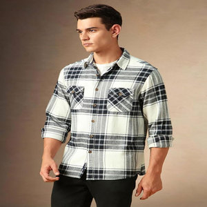 Chemise à carreaux pour hommes avec logo personnalisé manches longues/courtes en coton respirant anti-rides robe de bureau formelle pour adolescents affaires décontractées - Product Image 2