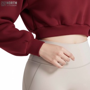 Latest Design Fashionable 100% Cotton Pullover Cropped Hoodie For Women Custom Logo Breathable New <b>Crop</b> <b>Top</b> For Girls Front Logo - Product Image 3