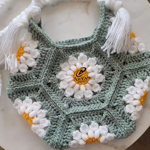 Bolsas de paja de playa de verano de ganchillo, bohemio bolso de mano hecho a mano, nuevo diseñador, bolso de hombro para mujer, bolso cuadrado de hierba marina - Product Image 1