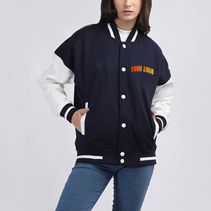 Chaqueta universitaria de alta calidad para mujer, venta al por mayor, chaqueta de béisbol Bomber, mezcla de algodón y lana de gran tamaño, ropa de abrigo elegante Letterman - Product Image 1