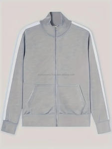 Chándal deportivo de invierno de 2 piezas para hombre, chaqueta con cremallera y cuello levantado, pantalones de salón hasta el tobillo, forro polar transpirable de secado rápido para gimnasio XL - Product Image 4