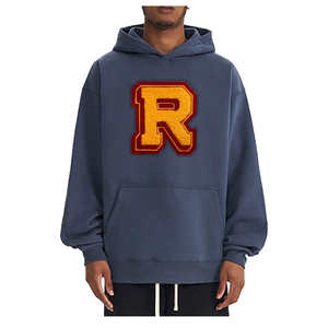 Sweat-shirt à capuche pour homme en gros, broderie en chenille personnalisée, pull oversize, 100% coton - Product Image 4